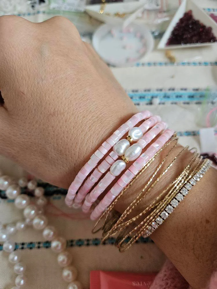 Bracelet Multirangs Rosa - Image 4
